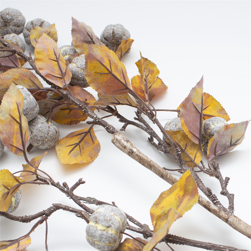 Ink Color Autumn Pumpkin Faux Berry Branch