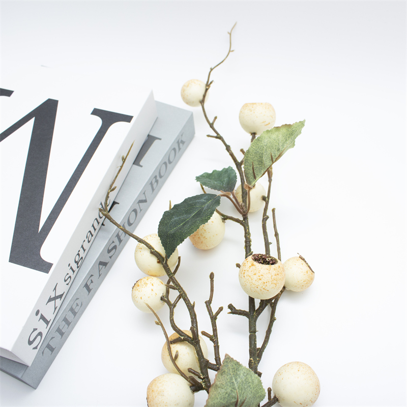 White Loquat Fruit Faux Berry Twig