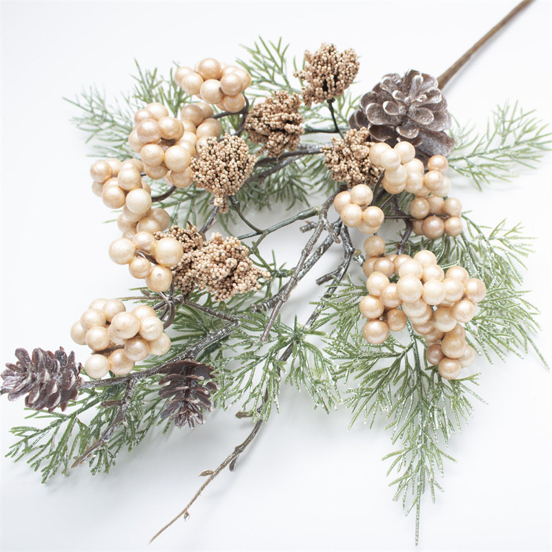 Champagne Berry Pine Needles Christmas Branch