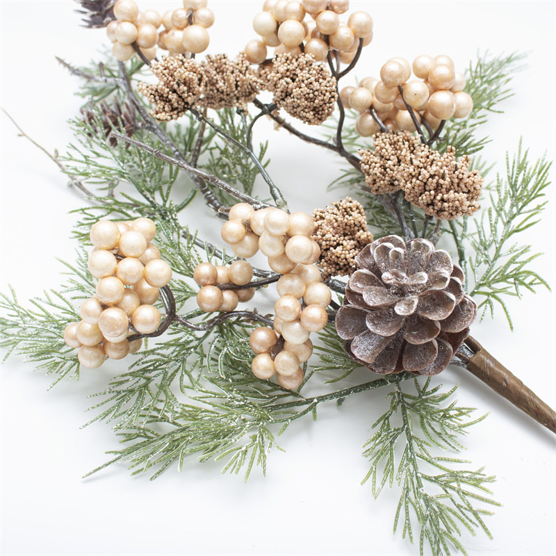 Champagne Berry Pine Needles Christmas Branch