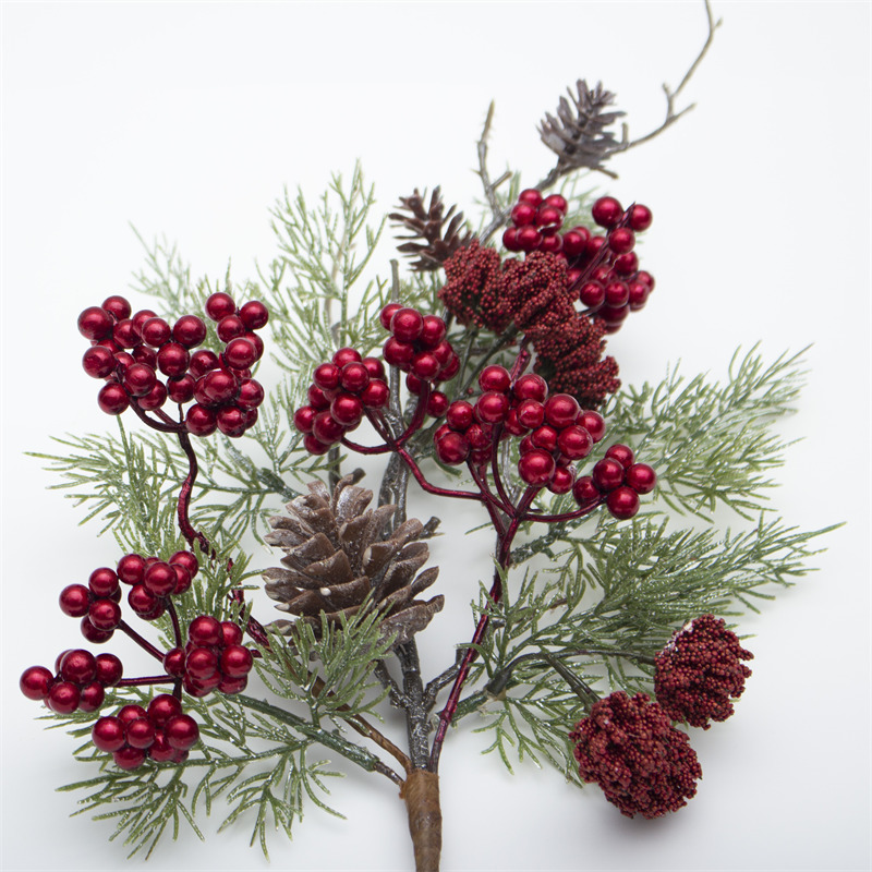Christmas Tree Branch With Red Berries