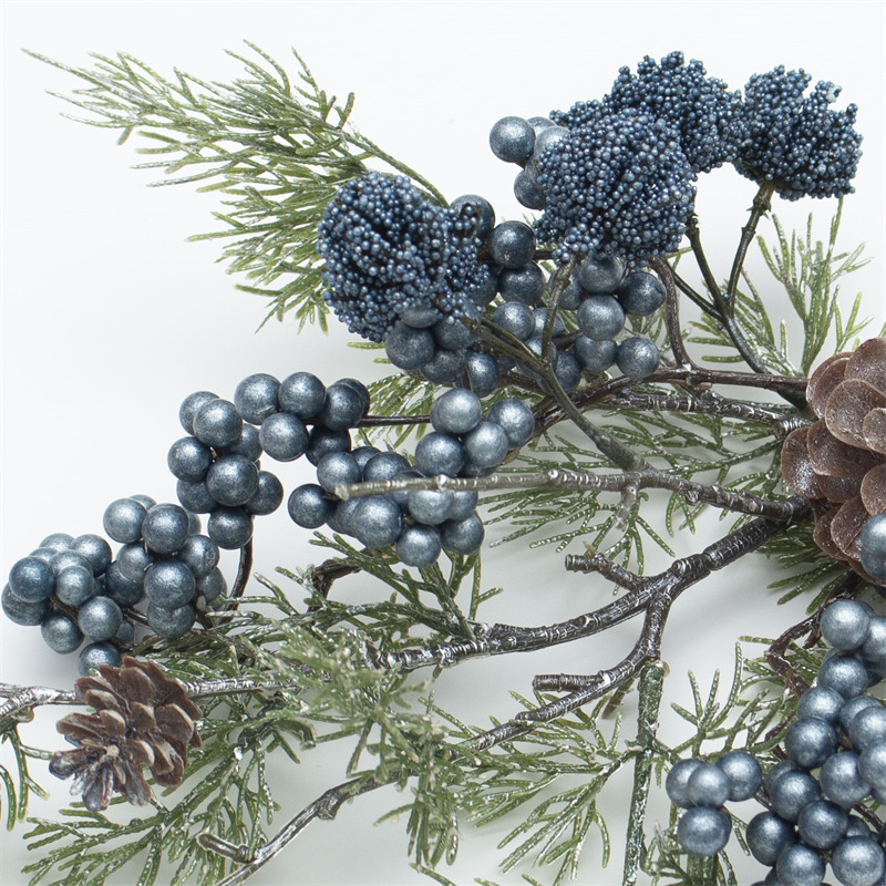 Pine Cone Stem With Sky Blue Berries