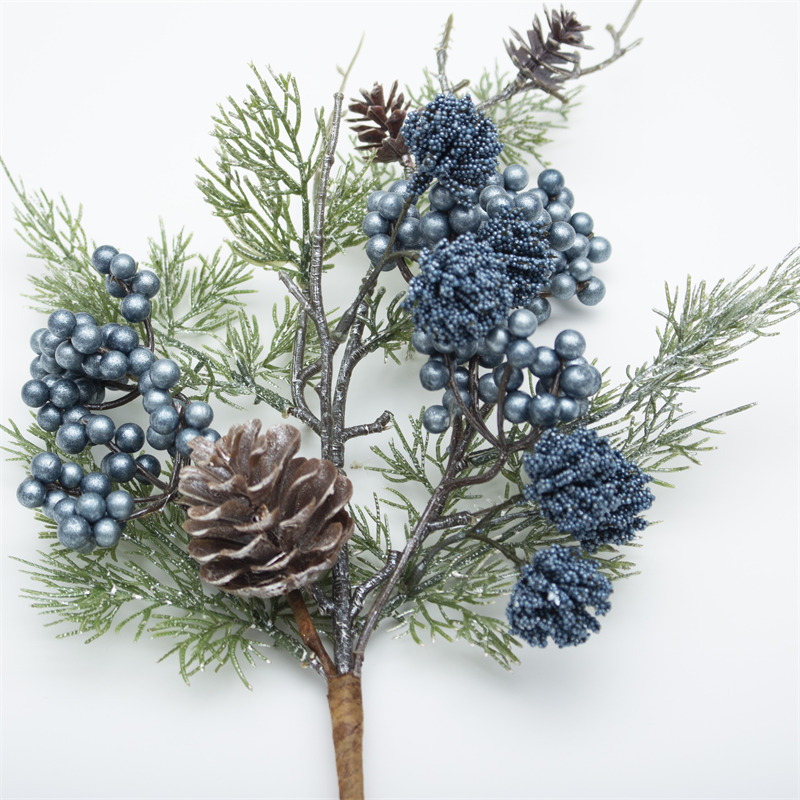 Pine Cone Stem With Sky Blue Berries