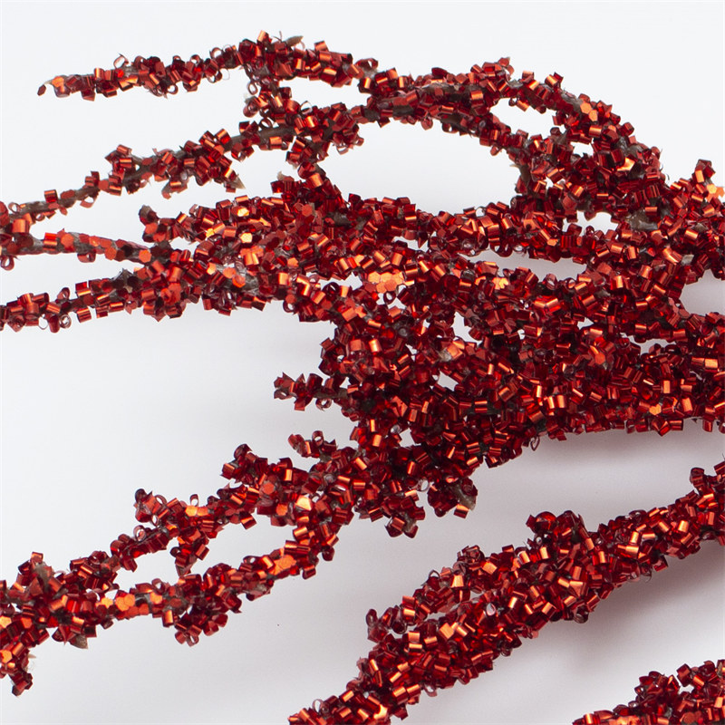 Red Glitter Pine Tree Branch With Sequin
