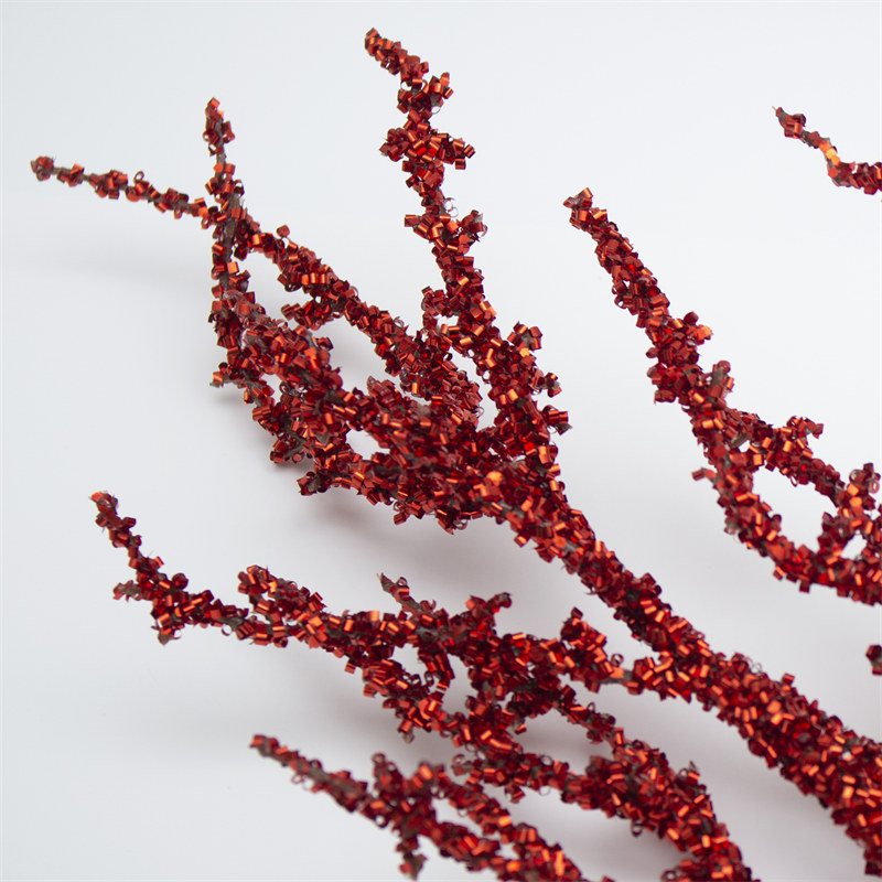 Red Glitter Pine Tree Branch With Sequin
